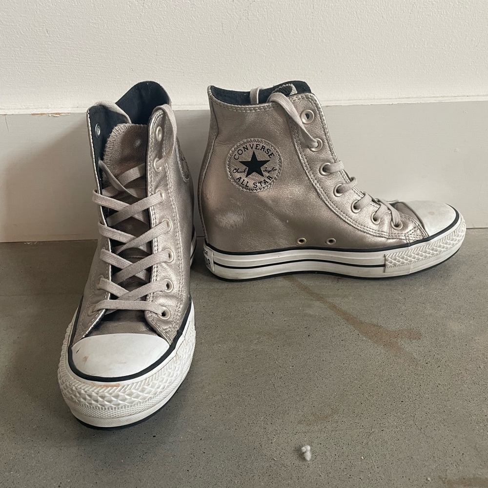 Silver Converse Wedges